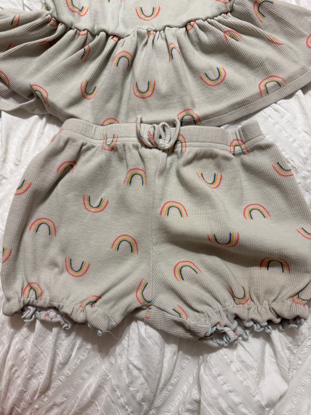 SweetHoney light green Rainbow Peplum Top & Shorts - Picture 3 of 5